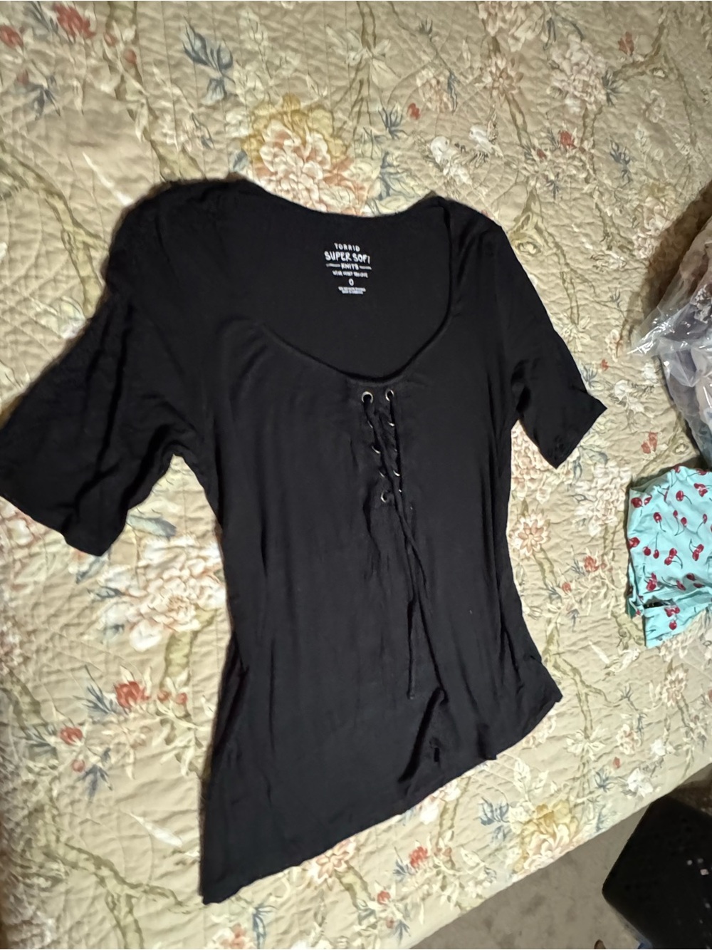 torrid Black Lace-Up Scoop Neck Top